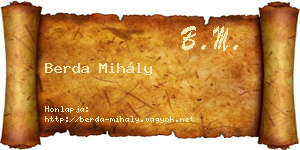 Berda Mihály névjegykártya