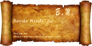 Berda Mihály névjegykártya
